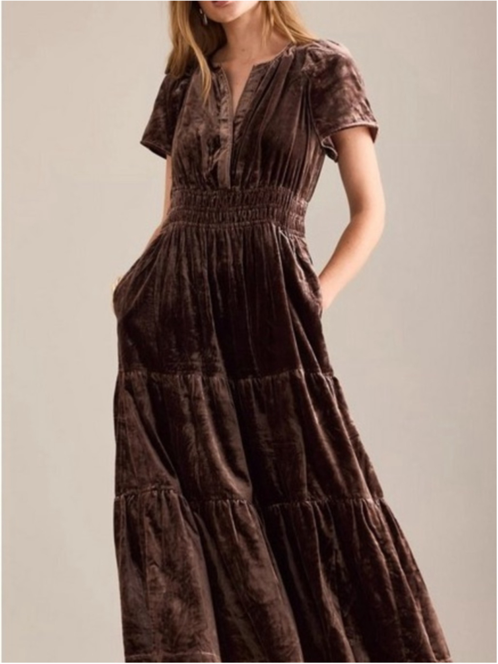 Anthropologie Somerset Velvet Maxi Dress – Chocolate Brown 🤎 Size 1X - Picture 4 of 15